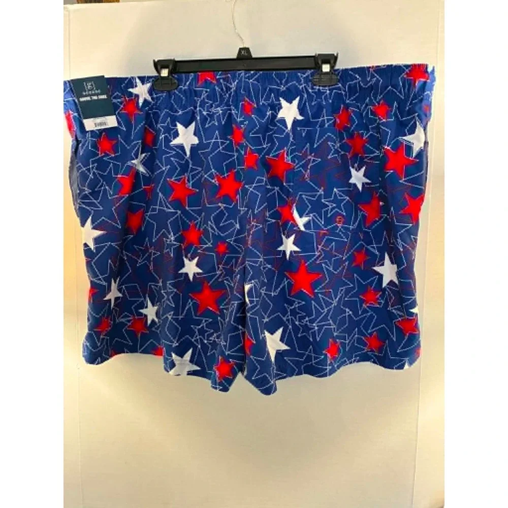 George‎ Mens Americana Swim Shorts Blue Red White Stars Trunks 3XL 48-50 NWT